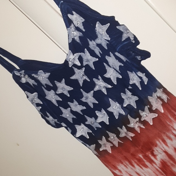 Patriotic sundress with off shoulder sleeves - Picture 4 of 8